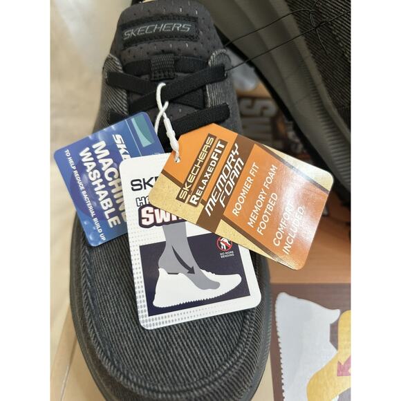 Skechers Men’s Hands Free Slip-In Lace Up Black Memory Foam Shoes Size 11 - Picture 3 of 5